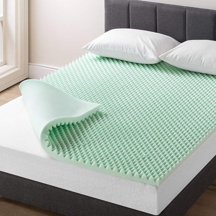 Surmatelas en mousse à mémoire de forme Best Price Mattress 2 pouces à alvéoles avec infusion d'Aloès apaisante, certifié CertiPUR-US, Grand Lit