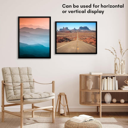 Americanflat 17x22 Picture Frame in Black - Thin Border Photo Frame with Polished Plexiglass - Horizontal and Vertical Formats for Wall