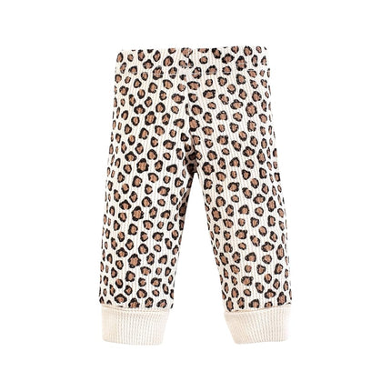 Hudson Baby Juego de pijama unisex térmico de 4 piezas con manga larga para recién nacido, estampado de leopardo, prematuro