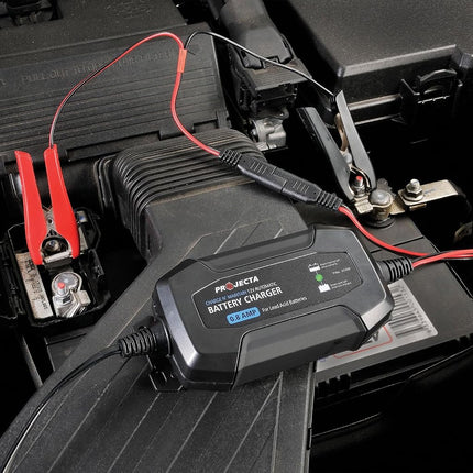 Projecta PJ-AC008-2 Charge N’ Maintain 12V Battery Charger for Automotive and Marine, Spark Free and Power Protected, Fully Automatic with 4 Stages, 0.8 Amps