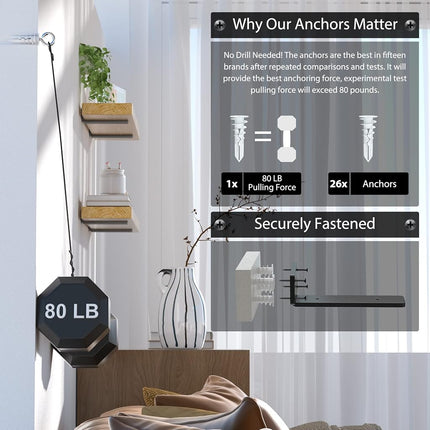 Heavy Duty Shelf Brackets 6 Inch (1/5") Thick, 6 Pack Floating Hidden Brackets, Rustic Industrial with Modern Iron Finish