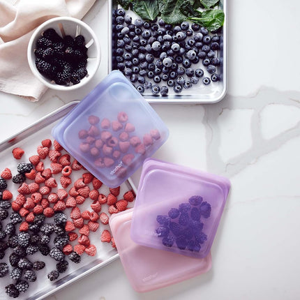 Stasher Sandwich Bag (Blueberry) | Reusable Freezer Bags For Travel and Food Storage | Silicone Plastic Food Bags | 21cm x 20.3cm x 1.3cm / 440ml