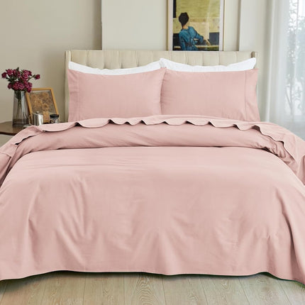 Elegant Comfort Soft 4-Piece 100% Turkish Cotton Flannel Sheet Set - Premium Quality, Deep Pocket Fitted Sheet, Ultra Soft, Cozy Warm Flannel Sheets - King, Dusty Rose
