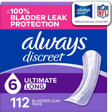 Always Discreet Adult Extra Heavy Long Incontinence Pads, Up to 100% Leak-Free Protection, 45 Count x 2 Packs (90 Count Total)