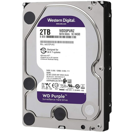 Western Digital Purple 2TB Surveillance 3.5 Inch SATA 6 Gb/s Hard Disk Drive with Allframe 4K Technology - 180TB/yr, 64MB Cache, 5400rpm - WD20PURZ