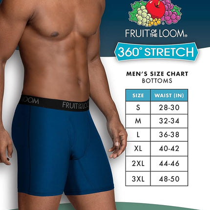 Fruit of the Loom Caleçons Boxers Légers Homme, Jambes Longues-Micro Extensible-Lot de 5 Vert/Bleu/Gris, S (Lot de 5)