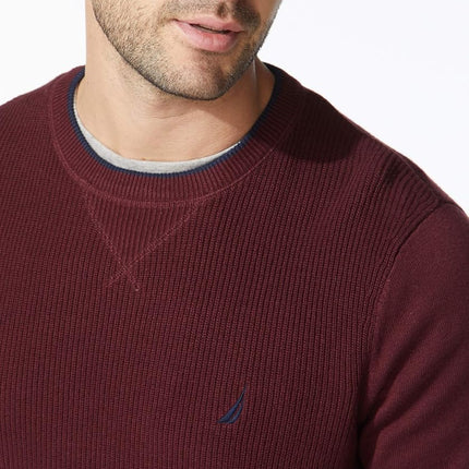 Nautica Men's Ribbed Sweater, Royal Burgundy, Medium