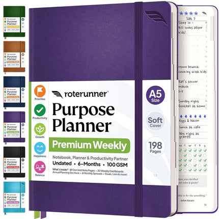 Roterunner Purpose Planner Notebook A5 5.8”x8.3” U