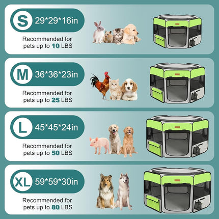 Akinerri Dog Playpen, Foldable Puppy Pet Exercise Kennel with Removable Mesh Shade Cover, Portable Pet Playpen for Pet’s Indoor or Outdoor Training