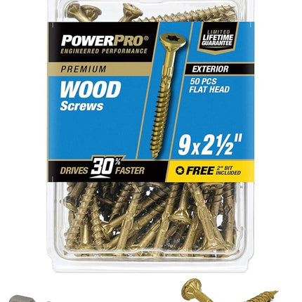 Power Pro 42481 Wood Screws, #9 x 2-1/2", Epoxy Co