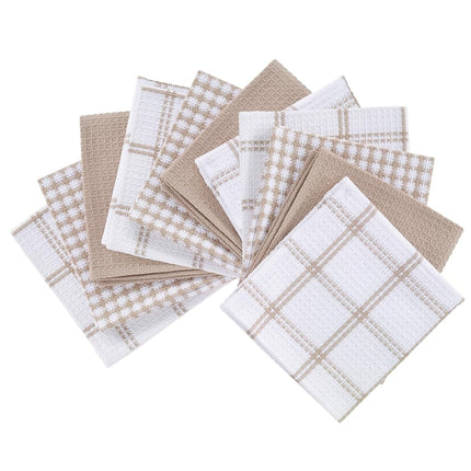 T-FAL Premium Waffle Dish Cloths: Highly Absorbent, Super Soft Long Lasting - 100% Cotton, 12"x13" Towel for Cleaning & Drying, (12-Pack), Sand