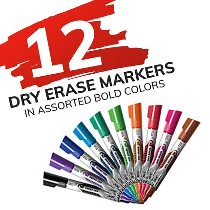 Bic Low Odor & Bold Writing Pen Style Dry Erase Marker, Bullet Tip, Assorted, 12 (GELIPP121AST)