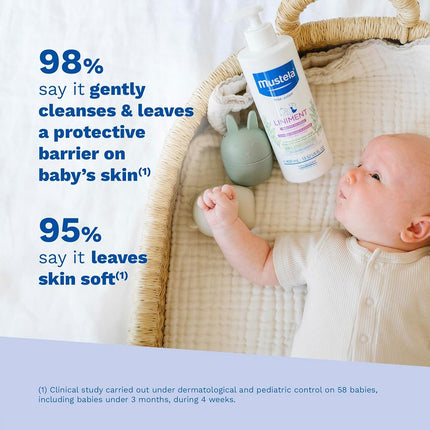 Mustela Liniment, Natural No-Rinse Baby Cleanser for Diaper Change, with Extra-Virgin Olive Oil, 13.52 Fl. Oz