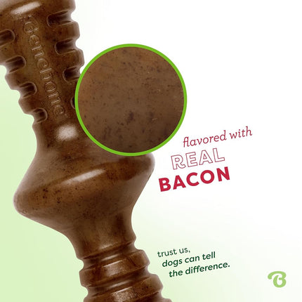 Benebone Zaggler Dog Chew Toy for Aggressive Chewers, Real Bacon, Giant