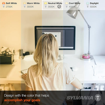 Sylvania Home Lighting 78038 Led Light Bulb, A19 Lamp, 4 Pack, 9 W, Dimmable, 80 CRI, 800 Lumen, 3500K