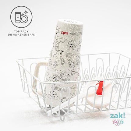 Zak Designs Disney Sutton Travel Tumbler for On The Go, 30oz Stainless Steel with Vacuum Insulation, Silicone Straw, and Carry Handle for Cold Drinks (Mickey Mouse Sketch)