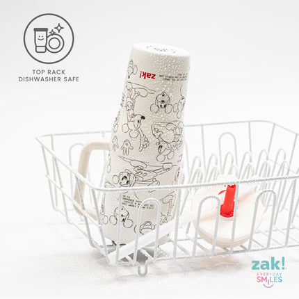 Zak Designs Vaso de viaje Sutton de Disney para llevar, 887 ml, acero inoxidable con aislamiento al vacío, pajita de silicona y asa de transporte para bebidas frías (boceto de Mickey Mouse)