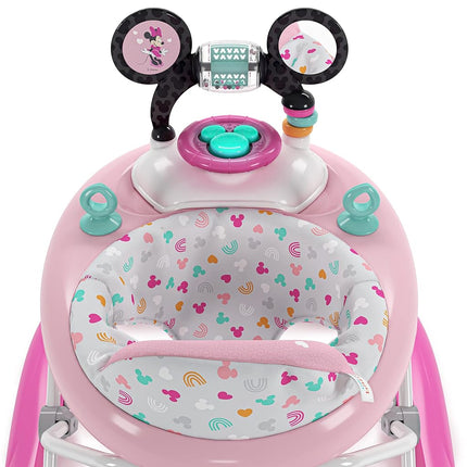 Bright Starts Disney Baby Minnie Mouse Forever Besties 2-in-1 Baby Activity Walker - Easy Fold Frame and Removable -Toy Station, 6 Months and up
