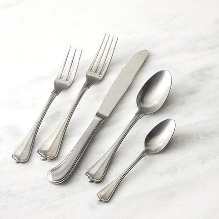 Fortessa San Marco 18/10 Flatware 5 Piece Place Setting, Service for 1, Antique Silver