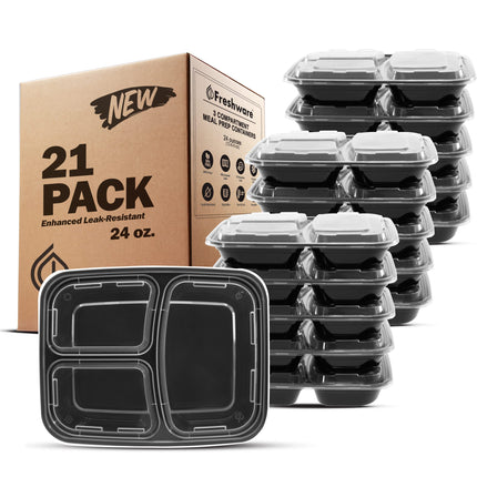 Freshware Meal Prep Containers [21 Pack] 3 Compart