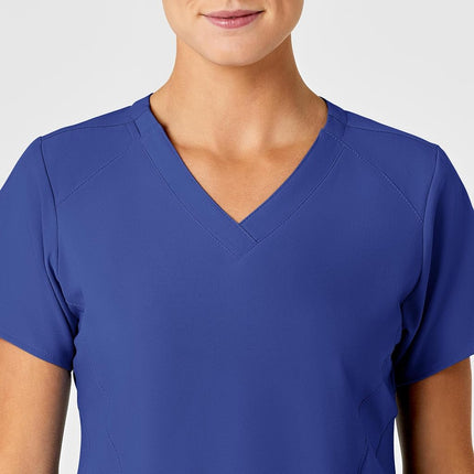 WonderWink 6155XGALA4X W123 Women's Stylized V-Neck Top, Galaxy Blue, Extended-4X Size