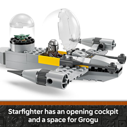 LEGO Star Wars 75410 Mando and Grogu’s N-1 Starfighter Building Toy with The Mandalorian Minifugure, Grogu & R5-D4 Figures, plus a Brick-Built Fueling Station, Playset for 4+ Year Old Boys & Girls