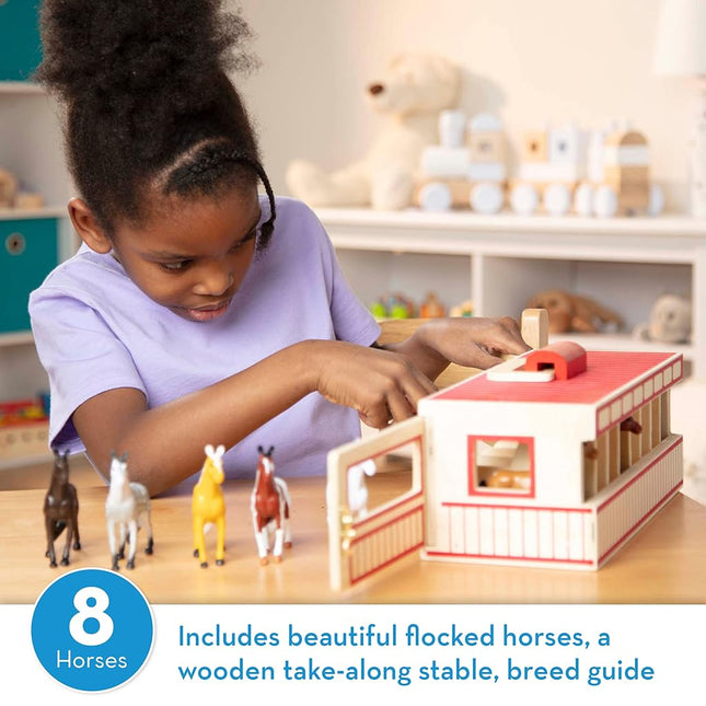 Melissa & Doug Show-Horse Stable | Wooden Play Set, Animal Toys for Girls & Boys | Age 3-5+