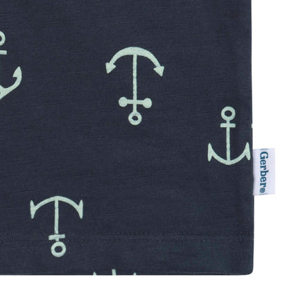 Gerber baby-boys Toddler T-shirt and Shorts Set, Anchor, 4T