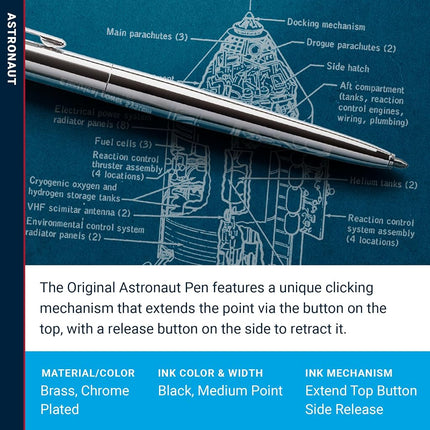 Fisher Space Original Astronaut Retractable Pen, Metallic