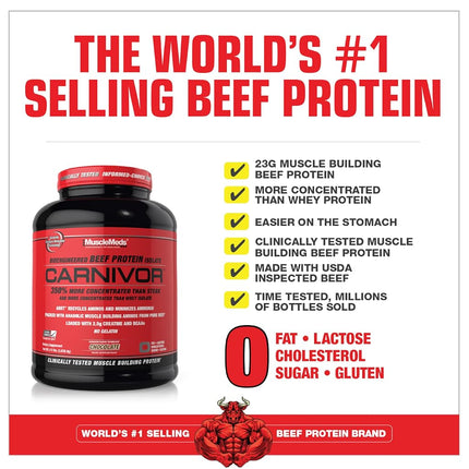 MuscleMeds Carnivor Beef Protein Isolate Powder, Cookies & Cream, 56 Servings, 1820 Gram, 64.1986 ounce, 4 pound