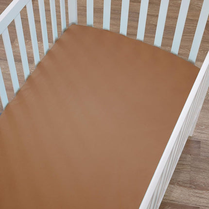 Sábana ajustable de punto de algodón 100% natural Supreme de American Baby Company para cunas estándar y colchones para niños pequeños, color chocolate, suave y transpirable, para niños y niñas, 71x132x23 (paquete de 1)