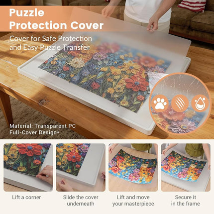 ALL4JIG 1500 Pieces Rotating Plastic Puzzle Board with 6 Sliding Drawers and Protective Cover, 360° Lazy Susan Design, 34.25"x26.38" Portable Spinning Puzzle Table for Adults, Ideal Mum
