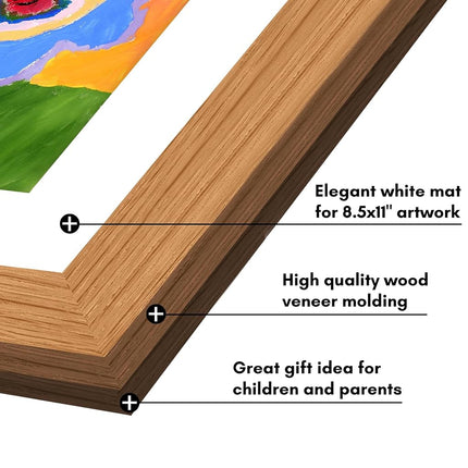 Americanflat Kids Artwork Display Frame Changeable (Dark Oak) - Magnetic Door Holds 100 Art Pieces - A4 Size Display with Mount or 10x12.5 Without Mount - My Mini Masterpiece