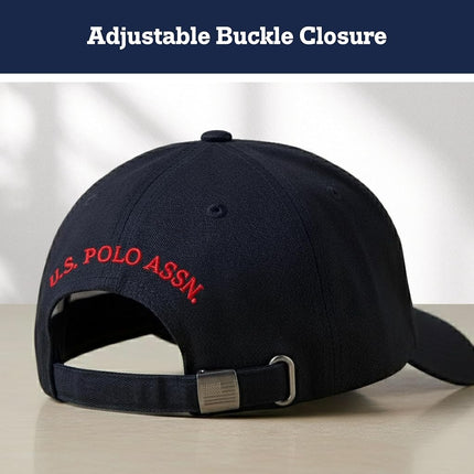 U.S. POLO ASSN. Mens Mens Washed Twill Cotton Adjustable Baseball Hat with Pony Logo and Curved Brim, Navy Blue, One Size