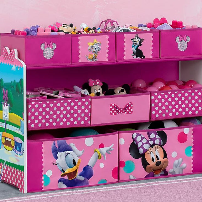 Delta Children Disney Minnie Mouse Deluxe 9 Bin Design and Store Toy Organizer, Greenguard Gold Certified