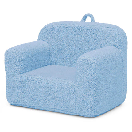 Delta Children Sherpa Cozee Chair - Foam Kids Chair for Ages 18 Months and Up, Powder Blue
