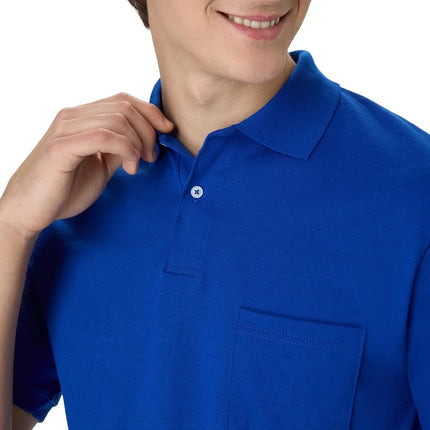 Hanes Men's Short Sleeve Jersey Pocket Polo (Pack of 2), Deep Royal, Medium