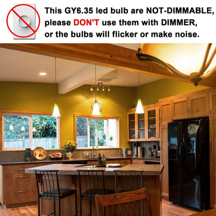TAIYALOO Bombilla LED GY6.35 5W Equivalente a Bombilla Halógena de Base Bipin 50W, AC/DC 12V Blanco Cálido 3000K para Lámpara Colgante, Araña, Lámpara de Escritorio, Luces de Acento, Iluminación de Paisaje, No Regulable (Paquete de 4)