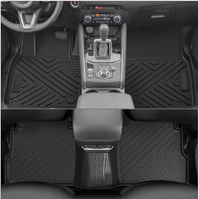 GarveeTech Floor Mats Compatible with Mazda CX-5 2017-2025, All-Weather Custom Fit Floor Liners, Odorless TPE 1st/2nd Row Floor Mat for CX5 2017-2024 2025 Accessories, Black