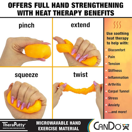 CanDo Microwavable TheraPutty Exercise Material, Orange: Soft, 1 lb