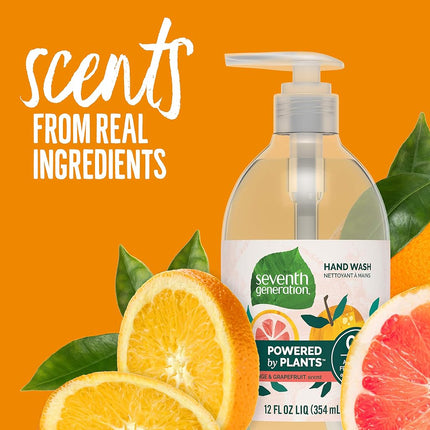 Seventh Generation Hand Wash Soap, Mandarin Orange & Grapefruit , 12 Fl Oz, (Pack of 8)