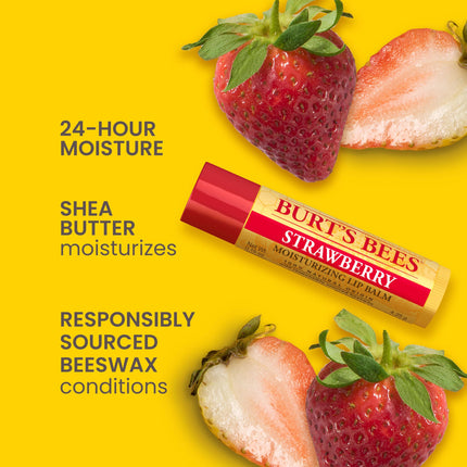 Bálsamo labial hidratante de fresa Burts Bees, 0.15 oz, paquete de 2