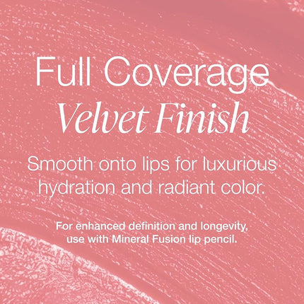 Mineral Fusion Long-Lasting Lipstick, Vivid & Smudge-Free Lip Color with Avocado Oil, Cocoa Seed Butter, Free of FD&C Dyes, Paraben and Gluten, Paloma