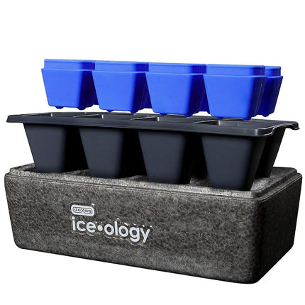 Dexas Ice•Ology Silicone Clear Ice Maker Tray - 8 Count Cube Tray, 1.375 Inch Square Cubes for Crystal Clear Craft Cocktails