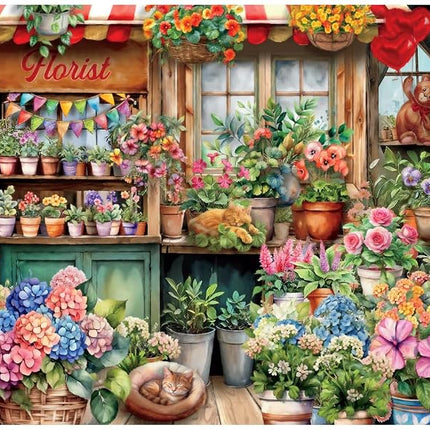 Buffalo Games Jigsaw Puzzles for Adults 2000 Pieces - Tom Wood - The Flower Shop - Hard Adult Puzzle with Reference Poster, Fun, Unique & Challenging for All Abilities, Large 38.5 x 26.5