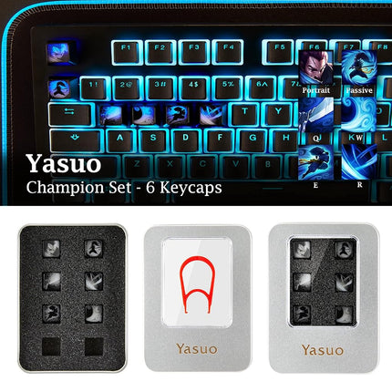 League of Legends Custom Keycaps (Champion Blitzcrank) - Laser Engraved with Each Champion's Portrait, Passive, and Skills. Fit with Any Mechanical Keyboard. League of Legends Gift for Gamers