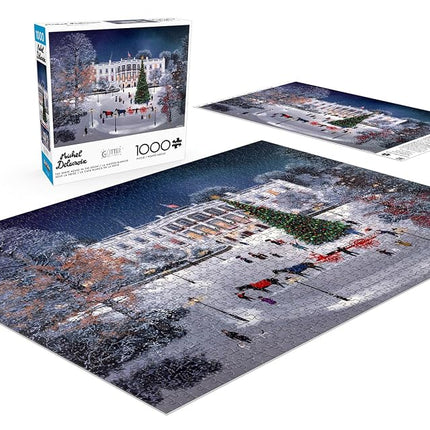 Buffalo Games - Michel Delacroix - The White House in The Snow - 1000 Piece Jigsaw Puzzle for Adults Challenging Puzzle Perfect for Game Nights - Finished Puzzle Size is 26.75 x 19.75