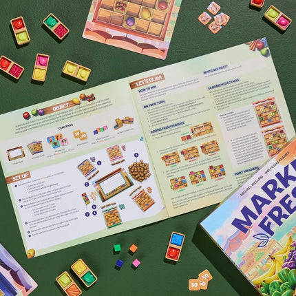 Market Fresh Board Game – Fun Strategy Tile Placement Game for Children, Teens and Adults – Ages 8+ – 1-4 Players – 45 Mins. – Family Games - English Version