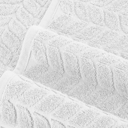 Elegant Comfort Luxury 6-Piece 100% Turkish Cotton Jacquard Braided Textured Premium Hotel Quality Towel Set– Soft and Absorbent, Includes 2 Bath Towels, 2 Hand Towels and 2 Washcloths, White