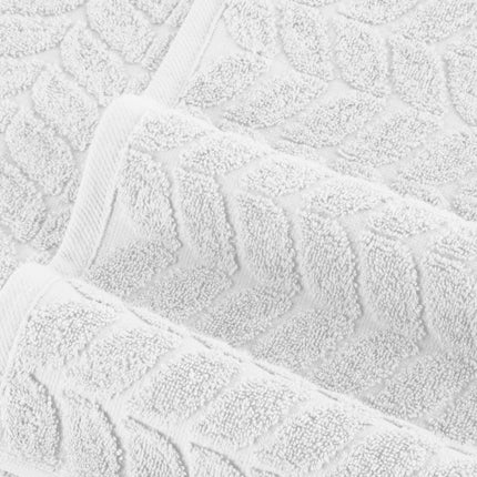 Elegant Comfort Luxury 6-Piece 100% Turkish Cotton Jacquard Braided Textured Premium Hotel Quality Towel Set– Soft and Absorbent, Includes 2 Bath Towels, 2 Hand Towels and 2 Washcloths, White